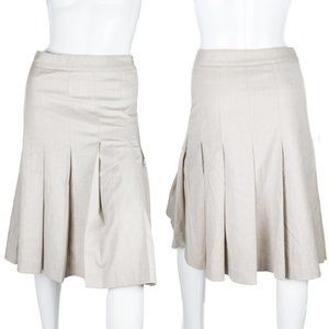 💙💖 Theory Tan Pleated Wool Light Academia Style Skirt